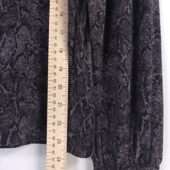 Rails EMILIA CHARCOAL SNAKESKIN Puff Sleeve Top Pullover Long Sleeve Gray MEDIUM - Picture 8 of 13